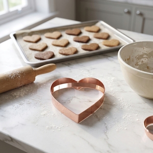 Série de Noël : Moule de cuisson et emporte-pièce pour biscuits et gâteaux en acier inoxydable plaqué cuivre, motif cœur, pour la cuisine - Product Image 6