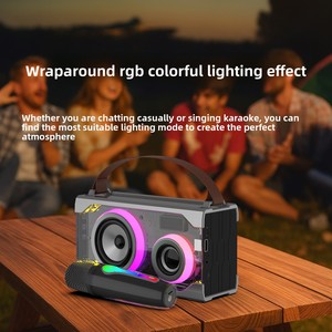 Haut-parleur portable sans fil avec radio FM, entrée AUX/USB/carte TF, lumière RGB, son surround 1020W, étanche IPX4, pour extérieur - Product Image 4