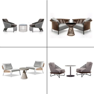 Ensemble trois pièces de chaises en rotin <span class=keywords><strong>pour</strong></span> jardin, <span class=keywords><strong>balcon</strong></span> et loisirs, avec table basse, mobilier imperméable et résistant aux UV <span class=keywords><strong>pour</strong></span> usage hôtelier - Product Image 3