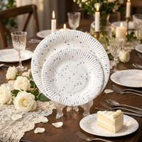 Assiettes en papier jetables élégantes à imprimé floral bleu vintage, biodégradables, esthétiques, pour mariage, fête, dîner, service de table