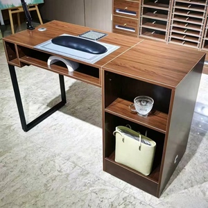 Nail Salon <b>Desk</b> with Vacuum Cleaner Ancient Style Single or Double Person Nail Salon <b>Workstation</b> Table and Chair Set - Product Image 5