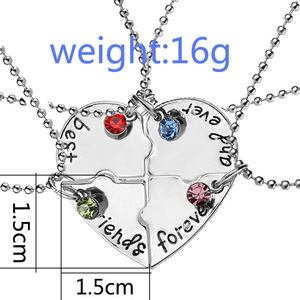 <span class=keywords><strong>Collier</strong></span> en cristal suspendu, chaîne <span class=keywords><strong>d</strong></span>'<span class=keywords><strong>amitié</strong></span>, 4 pendentif, Patchwork, rehausse la lune, pour amour éternel - Product Image 6