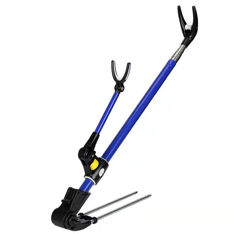 2 Supporti Per Canna Da Pesca In Acciaio Inox - Regolabili 360° Con Picchetto, Rosso E Blu