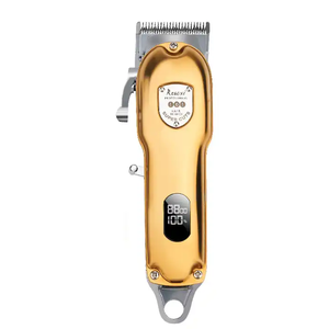 Cortadora de Pelo Profesional para Barbería, Cuchillas de Acero Inoxidable, Recargable por USB, Inalámbrica, Pantalla LCD, para Uso en Hoteles, Dorado/Plateado - Product Image 4
