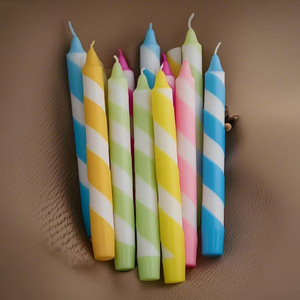Wholesale Macaron Color <b>Striped</b> Taper <b>Candles</b> Handmade Threaded Long <b>Candles</b> in Box for Birthday Party Decoration - Product Image 4
