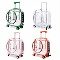 Mochila de Transporte para Mascotas Transparente de Lujo, Impermeable, Portátil, con Ruedas, Gran Capacidad, Ligera, Apta para Viajes en Avión