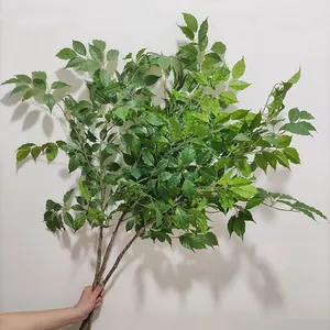 Hojas de <span class=keywords><strong>Nandina</strong></span> artificiales de alta simulación, ramas de Banyan de imitación, planta Artificial de tacto Real, decoración de jardín, vegetación Artificial - Product Image 1