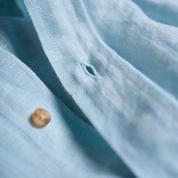 Kemeja Linen Pria OEM/ODM Musim Semi/Panas Warna Solid, Bernapas, Berkerah Kancing Depan, Longgar, Lengan Panjang, Lembut & Nyaman