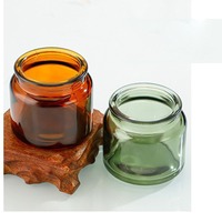 Pot à bougie en verre vert ambré avec couvercle en liège 70g, récipient vide pour bougies DIY, cire de soja, aromathérapie, marque privée, vente en gros