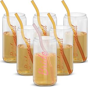 パーティーサプライヤーになる花嫁グラスを飲むことはガラスカップを形作ることができますアイスコーヒーティーワインのためのストロー付き花嫁介添人ギフト - Product Image 3