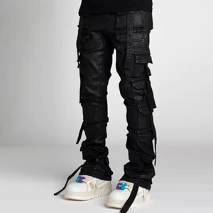 DiZNEW Jeans pour hommes Jeans déchirés coniques de style de rue Jeans pour hommes déchirés minces à la mode et pliants - Product Image 4