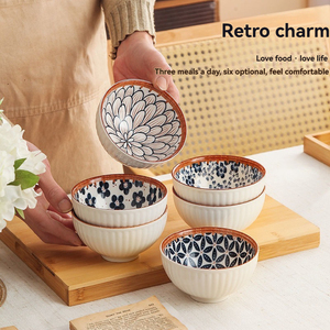 Offre Spéciale – Bol en Céramique Chinoise Rétro de 4,5 Pouces avec Motif Végétal Vieilli et Glaçure Colorée, Idéal pour Desserts, Riz et Cadeaux - Product Image 4