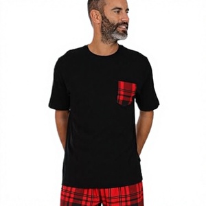 Fashion Comfortable Casual Sports Suit Mens Summer Leisure Short Sleeve <b>Knitted</b> 100% Cotton Solid Plain Dyed Tshirt + Pants <b>Set</b> - Product Image 3