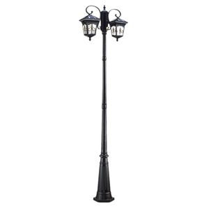 Farola de Jardín de Hierro para Exteriores con Pantalla de Vidrio LED, Luz Blanca Cálida de 2700K, IP66, Bombilla A19 No Desmontable, AC 220V, Sensor de Movimiento, Energía Solar - Product Image 1