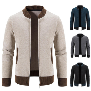 Cappotto Cardigan in maglia di Cashmere invernale con Logo personalizzato con cerniera da <span class=keywords><strong>uomo</strong></span> in cotone aderente <span class=keywords><strong>maglione</strong></span> lavorato a maglia da <span class=keywords><strong>uomo</strong></span> - Product Image 1