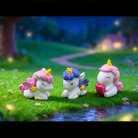 Figurines d'animaux micro-cartoon, licorne étoile, mini-artisanat en plastique pour ornement de bureau, décoration de jardin féerique à domicile, cadeau pour enfants