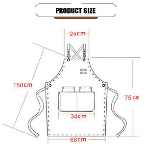 Tablier imperméable en toile à dos croisé pour hommes et femmes, uniforme de cuisine pour <span class=keywords><strong>chef</strong></span>, barbecue, restaurant, travail - Product Image 4