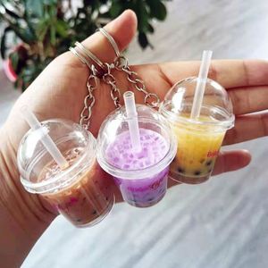 Wholesale High Quality Harmless <b>Custom</b> Clean Acrylic Charm Boba Milk Tea <b>Keychain</b> Solid - Product Image 6