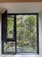 Ventana Abatible de Aluminio con Mosquitera, Ventana de Doble Vidrio de Eficiencia Energética para Casa Moderna