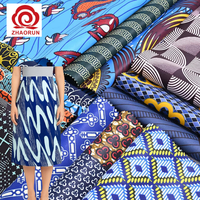 ZHAORUN 100% Polyester Satin Tissu Stocklot Textile Hollande Ghana Ankara Cire Imprimé pour Robes Blackout Caractéristique