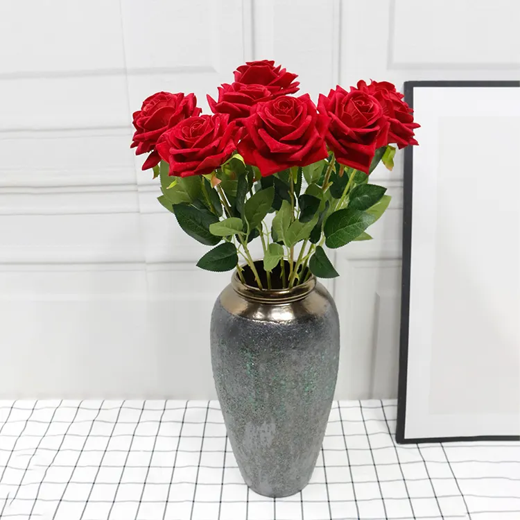 Hot Selling Artificial Rose Flowers Branches Wedding Decoration centerpiece flower Rose Wholesale Artificial Red Rose