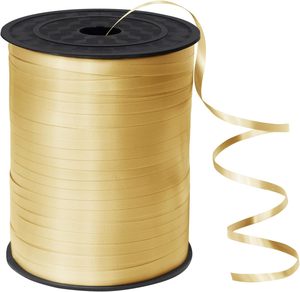 Cinta de Raso Dorada de Doble Cara, 100% Poliéster, Impresa con Lámina Dorada para Envolver Regalos - Product Image 1