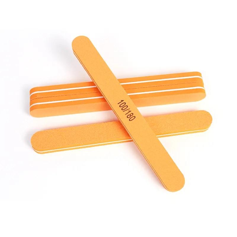 100/180 Grit Manicure Tool Washable Nail File Double-sided Orange Sponge Nail File Wholesale