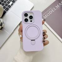 Coque de téléphone portable en silicone liquide pour iPhone 17/16 Pro Max/14 avec support invisible à aspiration magnétique et finition mate
