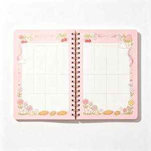 Cuaderno Espiral con Estampado de Dibujos Animados, Bloc de Notas A5 Portátil con Rayas Anchas, Diario con Estampado Metálico para Niñas, para Estudio y Uso Diario - Product Image 3
