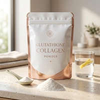 Complément alimentaire en poudre de glutathion et de collagène, emballage en sachet avec sceau en aluminium personnalisé