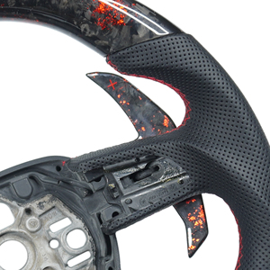 Volante de fibra de carbono forjado rojo personalizado privado para <span class=keywords><strong>Audi</strong></span> Q3 <span class=keywords><strong>Q5</strong></span> A3 A5 s <span class=keywords><strong>Rs</strong></span>/con paleta de cambio y cuero perforado - Product Image 5