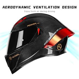 Casque de course intégral approuvé par le DOT de haut rang Casque en fibre de carbone à double lentille Moto Novel Big Tail Street Racing pour hommes et femmes - Product Image 6