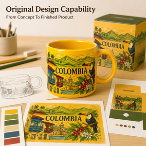 Taza de Café de Cerámica <span class=keywords><strong>con</strong></span> Diseño de Paisaje de la Ciudad de Tucán, <span class=keywords><strong>Colombia</strong></span>, para <span class=keywords><strong>Leche</strong></span> o Agua, Personalizable, OEM, ODM, Venta al Por Mayor - Product Image 4