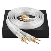 Câble pour amplificateur de haut-parleur et microphone, 14 conducteurs plats, avec fiches bananes plaquées argent/or OCC pour Hifi