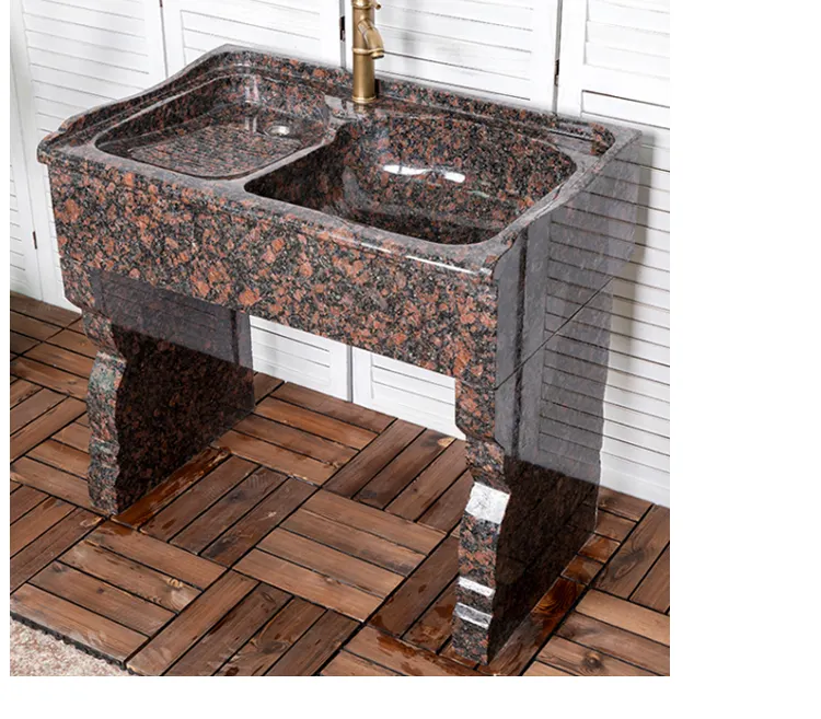 Granite Tan Brown Stone Sink Basins Laundry Basin Stone Bowl Pool Outdoor Garden Mini Washboard