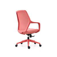 Chaise de bureau moderne au design tendance en maille – Hauteur réglable, pivotante, avec accoudoirs et appui-tête en aluminium, pour usage domestique ou informatique, rouge
