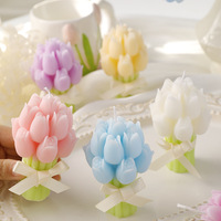 Lilin Mini Buket Tulip Lintas Negara DIY Buatan Tangan Hadiah Pernikahan Mewah Hari Valentine Lilin Campuran Kedelai