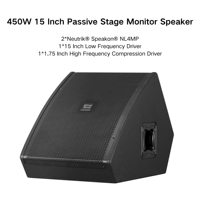 Enceinte de monitoring de scène passive 450W 15 pouces (système de monitoring 2 voies) Enceintes de monitoring de scène professionnelles pour extérieur