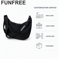 Sac bandoulière croissant pour femme, sac à l'épaule en tissu Oxford, grande capacité, style hobo, minimaliste avec sangle réglable et fermeture éclair