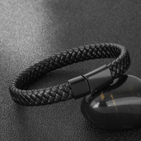 Bracelet en cuir pour homme avec fermoir magnétique, bracelet en cuir tressé pour homme