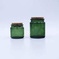 Vente en gros d'usine, haute qualité, vente directe, verre ambré transparent vert, 100 ml, 200 ml, pot à bougie avec couvercle en liège