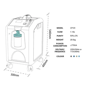 MICiTECH modernes neues Design 10 Liter Sauerstoffkonzentrator medizinische Standards Familie 10 L hochwertiger tragbarer Sauerstoffkonzentrator
