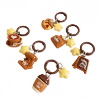 Porte-clés et breloque de sac de la série Sweet Resin Coffee Shop, pendentif tasse de café dessert simulé avec décor étoile pour sac à dos et clés de voiture