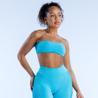 Damen Bandeau Sport-BH Trägerlos mit Rückenverzierung Drahtloser Dehnbarer Yoga-Top Sexy Rückenfreier Fitness-Aktivbekleidung