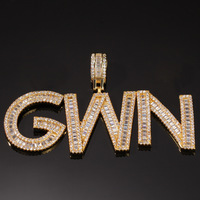 Pendentifs HipHop en zircon doré, 26 lettres de l'alphabet en diamant, lettres a b c d e f g h i j k l m n o p q r s t u v w x y z pour colliers