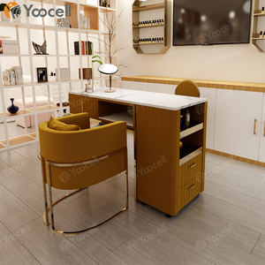 Yoocell Offre Spéciale couleur en option mesa para <span class=keywords><strong>manucure</strong></span> table à ongles bureau double face <span class=keywords><strong>marbre</strong></span> <span class=keywords><strong>effet</strong></span> ongles tech bureau table et chaise ensemble - Product Image 3