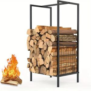 Porta Legna a 2 Ripiani in Ferro Battuto Resistente <span class=keywords><strong>per</strong></span> <span class=keywords><strong>Interni</strong></span> ed Esterni con 4 Ganci - Product Image 1