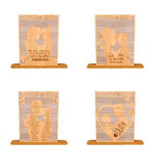 Placa de Madera Personalizada al por Mayor, Grabada, Regalo para el Día de la Madre y del Padre, Decoración para el Hogar, Adorno Artesanal de Madera con Soporte - Product Image 1
