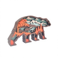 Ornement en bois sculpté d'ours de haute qualité, décoration créative pour la maison et le bureau, animal écologique, livraison directe de Noël