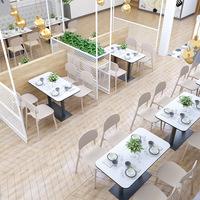 Table de restaurant moderne de luxe, base en métal noir robuste, table de salle à manger commerciale, table de café écologique pour l'extérieur, bistro, café